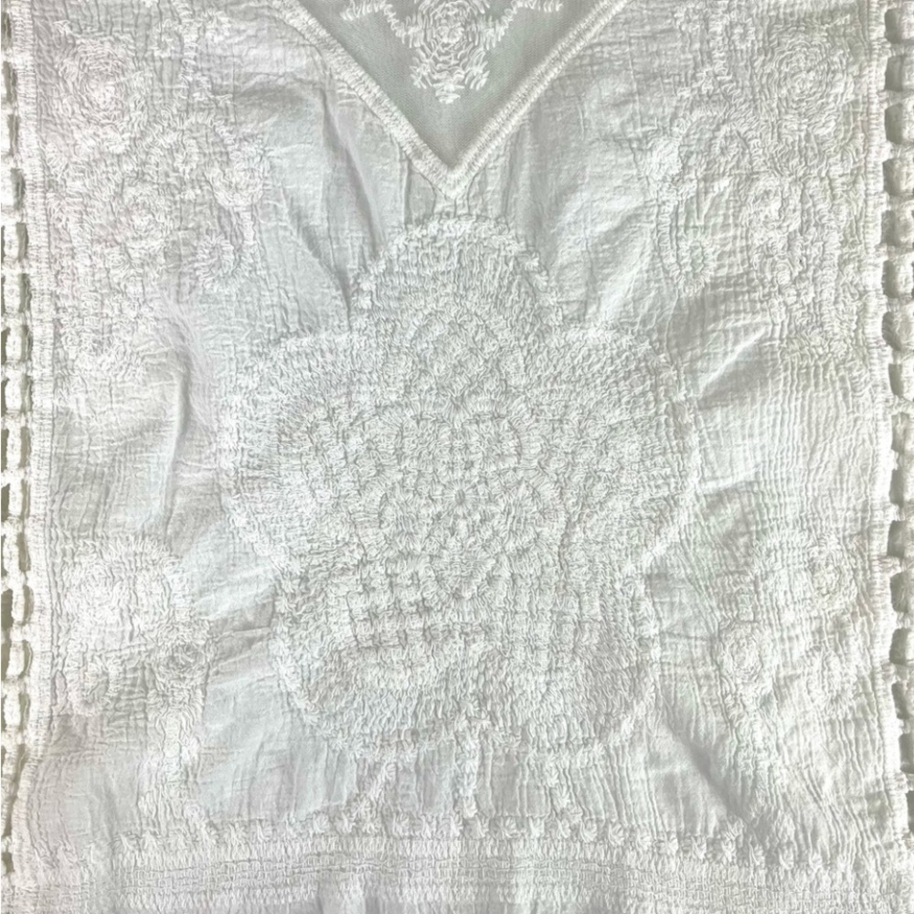 ANTHRO SAPPHIRE Semi-Sheer Embroidered Lace Boho Top Cottagecore Coquette Hippie - Picture 12 of 15